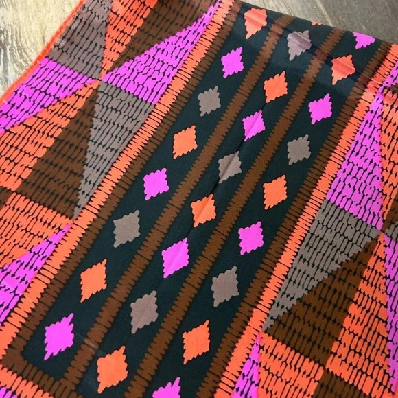Vintage 60s Robinson Golluber Japanese Acetate Geometric Rectangular Scarf - Picture 5 of 6